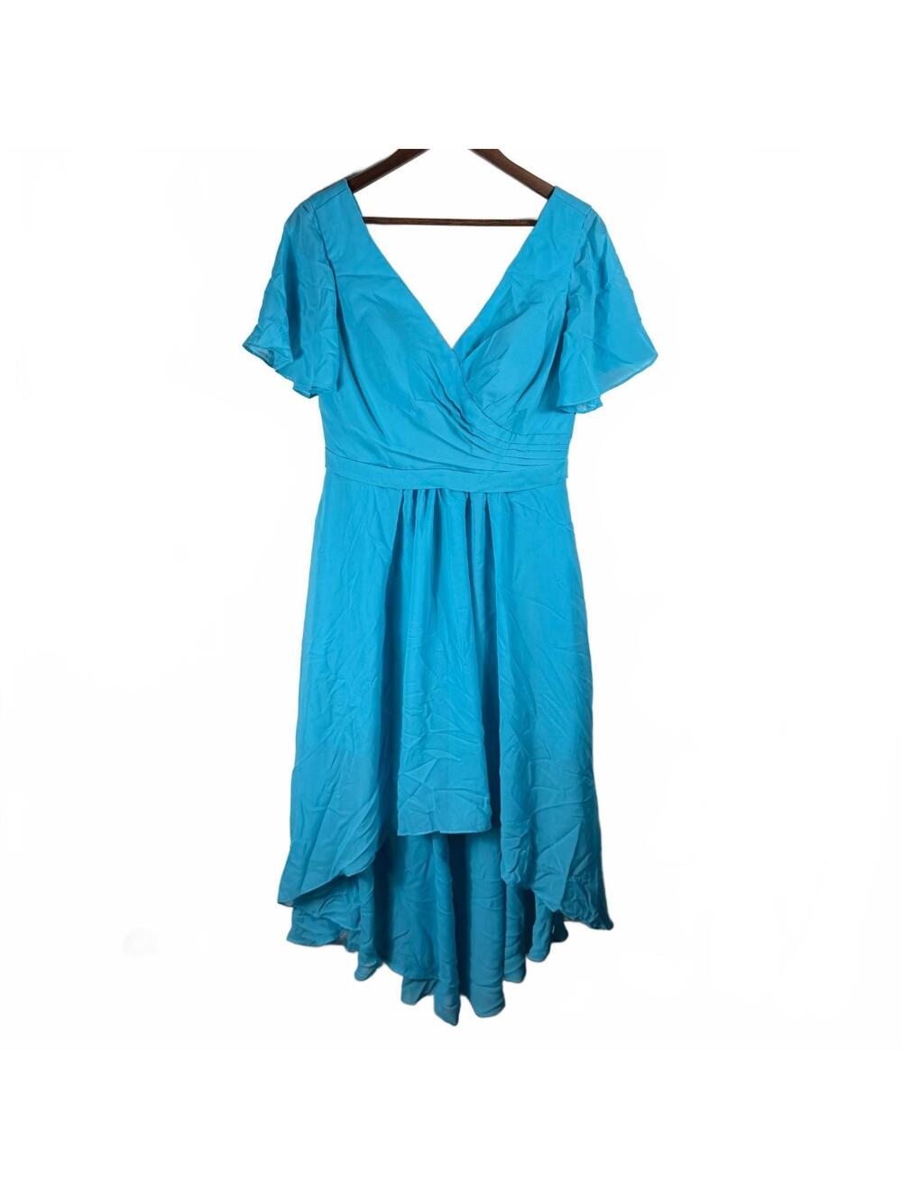 Lavetir Bridesmaid Hi Low Dress Blue Size 10 NWT Women's Flowy Lined Chiffon